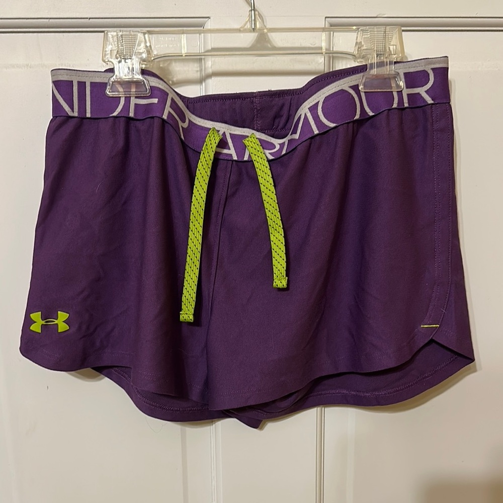 Under Armour Purple Shorts with Lime Accents